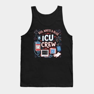 Red White Blue ICU Crew 4th of July Independence Day, ICU Nurse Tank Top